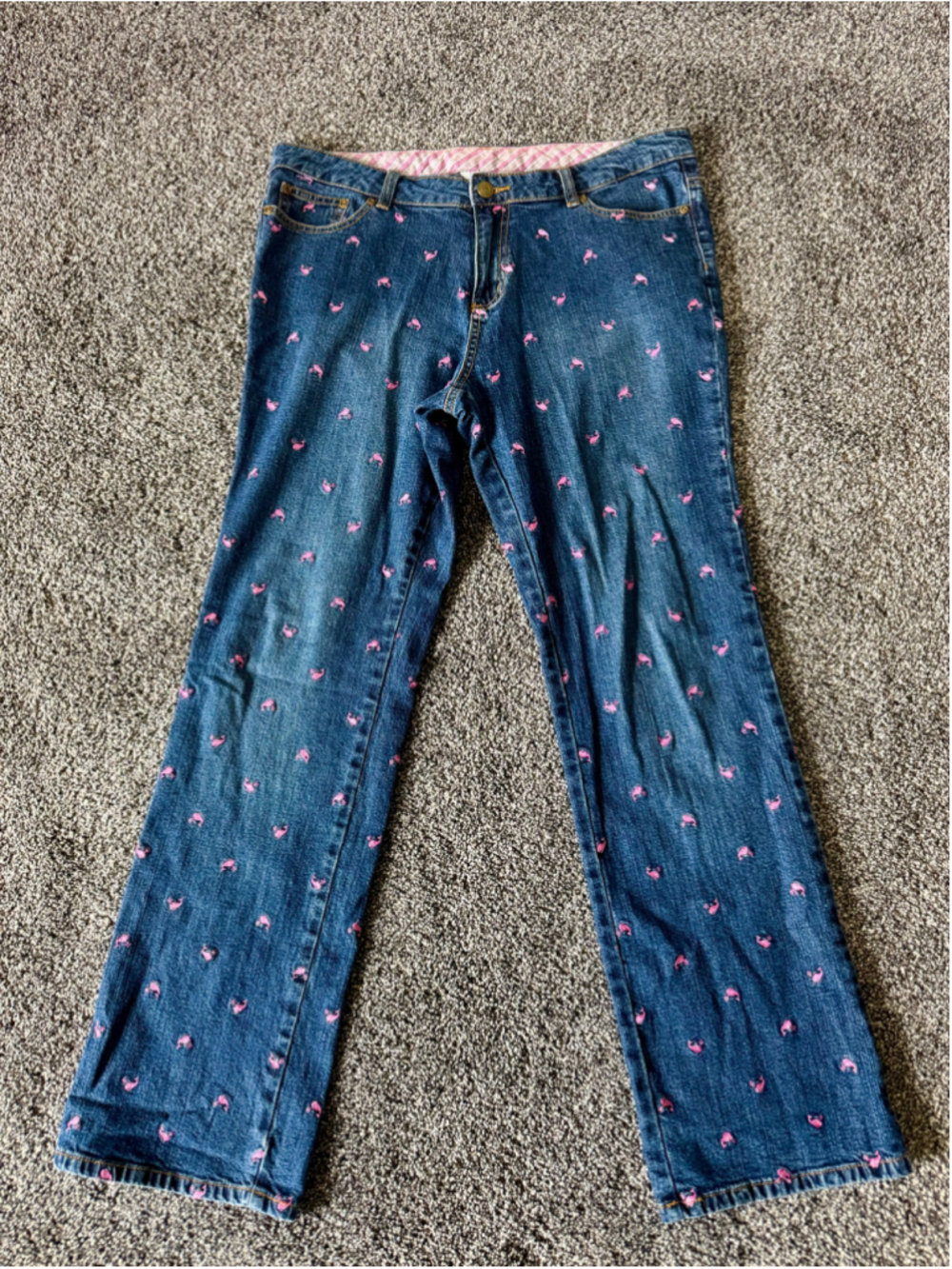 Women's Lilly Pulitzer Pink Whale Embroidered Bootcut Jeans Size 12